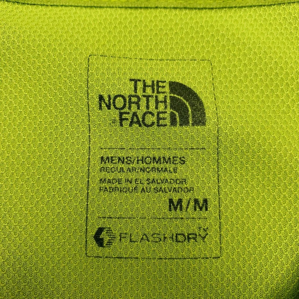 North Face Shirt Mens Medium Green Reactor Running V Neck Flashdry XD Training